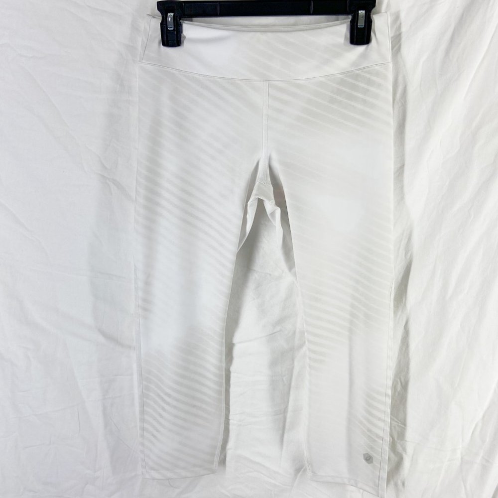 Asics Womens Off White Graphic 3/4 Tights Size M